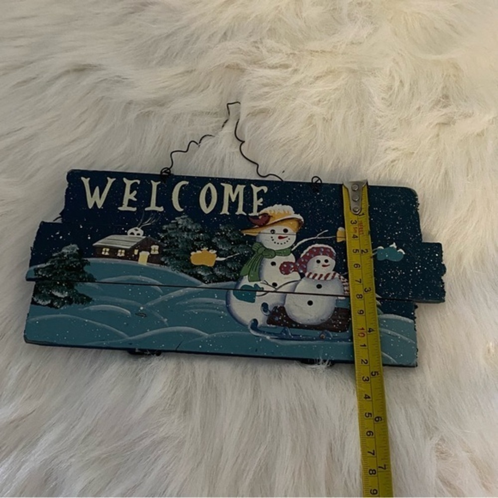 Welcome Snowman Wall Hanging Sign‎ plack Board Christmas Decor - Picture 5 of 5